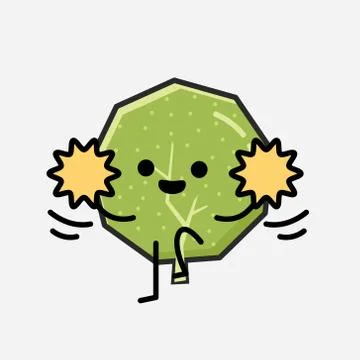 Cute Green Tree Mascot Vector Character in Flat Design Style Stock Illustration