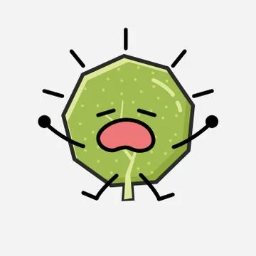 Cute Green Tree Mascot Vector Character in Flat Design Style Stock Illustration