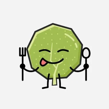 Cute Green Tree Mascot Vector Character in Flat Design Style Stock Illustration