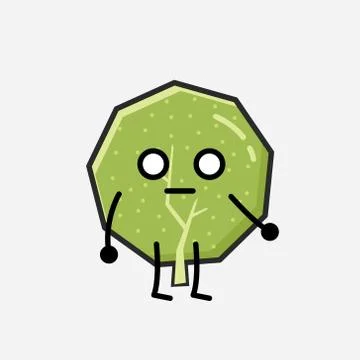 Cute Green Tree Mascot Vector Character in Flat Design Style Stock Illustration