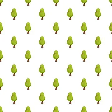 Cute green tree seamless pattern on white background Stockillustratie