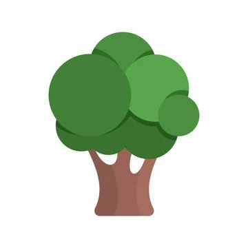 Cute green tree. Tree flat style vector illustration. Stock Illustration