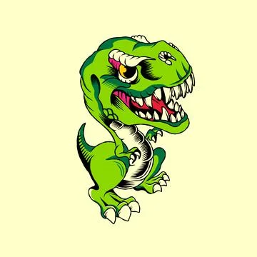 Cute green trex Stock Illustration
