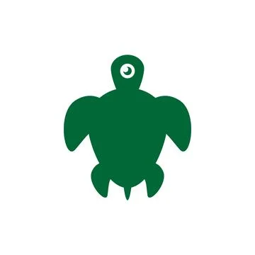 Cute green turtle logo, tortoise animal icon illustration from above Stock Illustration