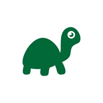 Cute green turtle logo, tortoise animal icon illustration Stock Illustration
