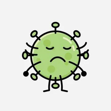 Cute Green Virus Mascot Vector Character in Flat Design Style Stock Illustration