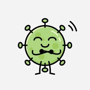 Cute Green Virus Mascot Vector Character in Flat Design Style Stock Illustration