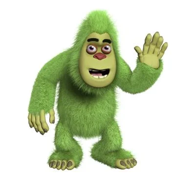 Cute green yeti 스톡 일러스트