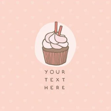 Cute greeting card with cupcake. Stock Illustration