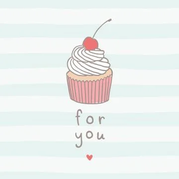 Cute greeting card with cupcake. Stock Illustration