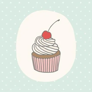 Cute greeting card with cupcake. Stock Illustration