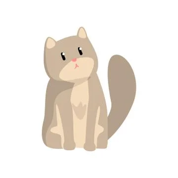 Cute grey cat, funny pet character, furry human friend vector Illustration Stock Illustration