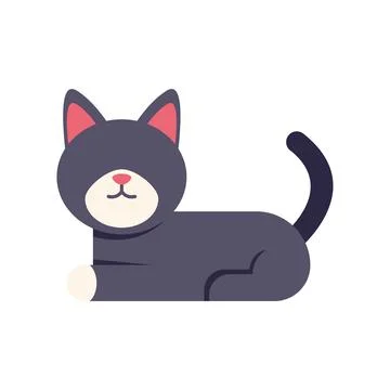 Cute grey cat lying down and relaxing, a cartoon illustration Illustrazione stock