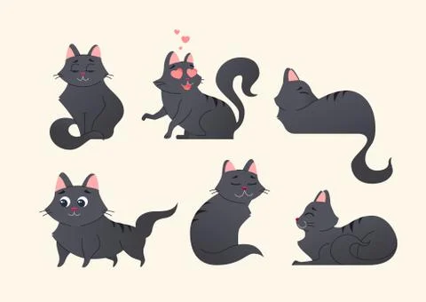 Cute grey cat - modern vector cartoon characters illustration Illustrazione stock
