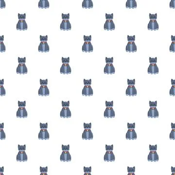 Cute grey cat seamless pattern for background Stock Illustration