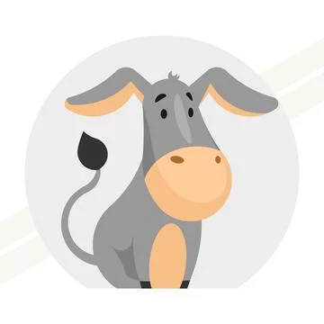 Cute-grey-donkey Stock Illustration
