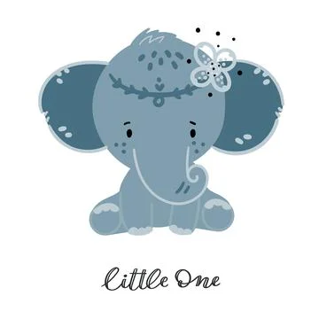 Cute grey elephant Stock Illustration
