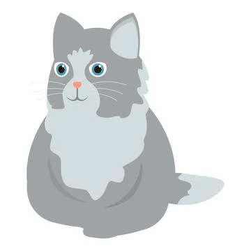 Cute grey tabby cat sitting looking contented Stock Illustration