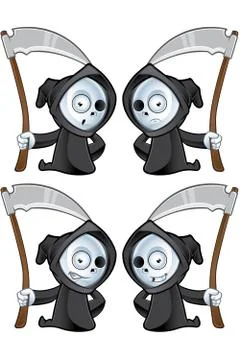 A Cute Grim Reaper Character Stock Illustration