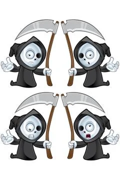 A Cute Grim Reaper Character Stock Illustration