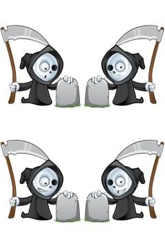A Cute Grim Reaper Character Stock Illustration
