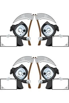A Cute Grim Reaper Character Illustrazione stock