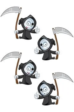 A Cute Grim Reaper Character Stock Illustration