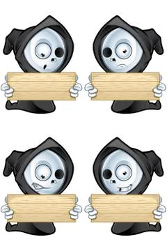 A Cute Grim Reaper Character Stock Illustration