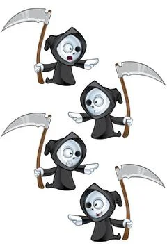 A Cute Grim Reaper Character Stock Illustration