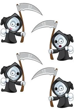 A Cute Grim Reaper Character Stock Illustration