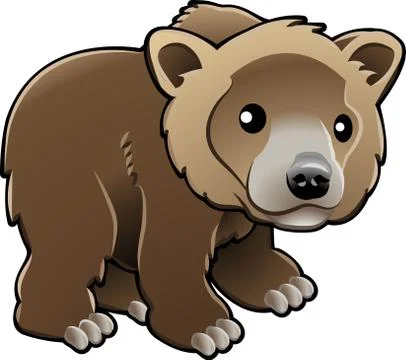 Cute grizzly brown bear vector illustration Stockillustratie