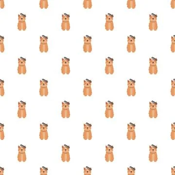 Cute grooming dog seamless pattern white background Stock Illustration