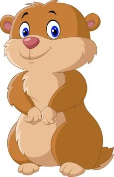 Cute Groundhog posing isolated on white background Illustrazione stock