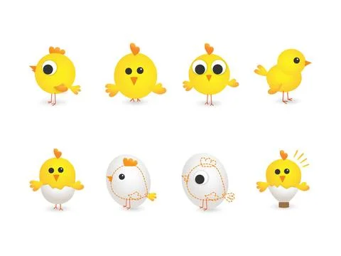 Cute group of yellow chikens Vector illustration of yellow chickens Copyri... Stock Photos