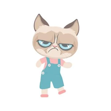 Cute grumpy cat in costume. Stock Illustration
