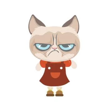 Cute grumpy cat in costume. Illustrazione stock