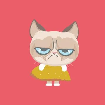 Cute grumpy cat in costume. Illustrazione stock