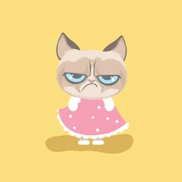Cute grumpy cat in costume. Illustrazione stock