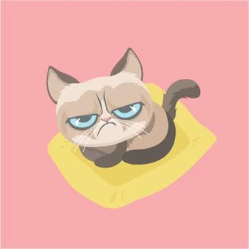 Cute grumpy cat. Illustrazione stock