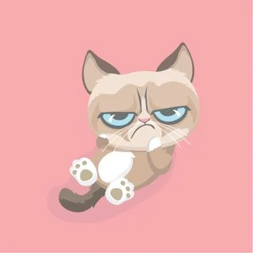 Cute grumpy cat. Illustrazione stock