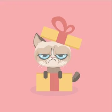 Cute grumpy cat. Illustrazione stock