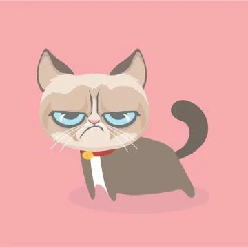 Cute grumpy cat. Illustrazione stock
