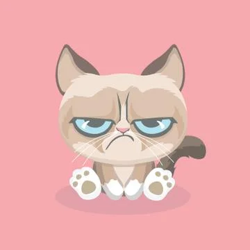 Cute grumpy cat. Illustrazione stock