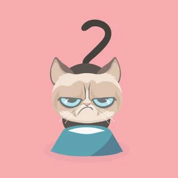 Cute grumpy cat. Illustrazione stock