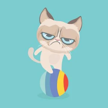 Cute grumpy cat. Vector Illustration. Illustrazione stock