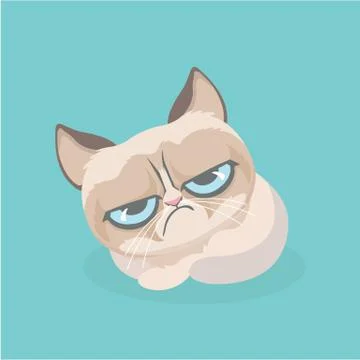 Cute grumpy cat. Vector Illustration. Illustrazione stock