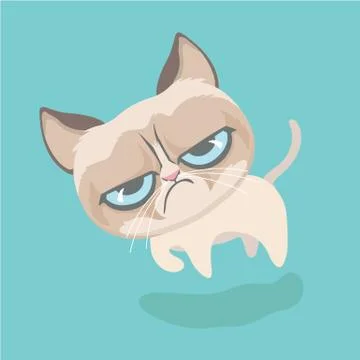 Cute grumpy cat. Vector Illustration. Illustrazione stock