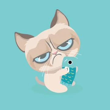 Cute grumpy cat. Vector Illustration. Illustrazione stock