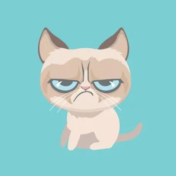 Cute grumpy cat. Vector Illustration. Illustrazione stock