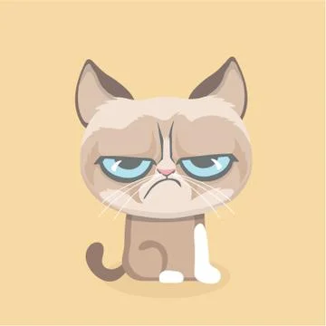 Cute grumpy cat. Vector Illustration.. Illustrazione stock